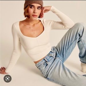Abercrombie LuxeLoft Date Night Sweater - white, size small